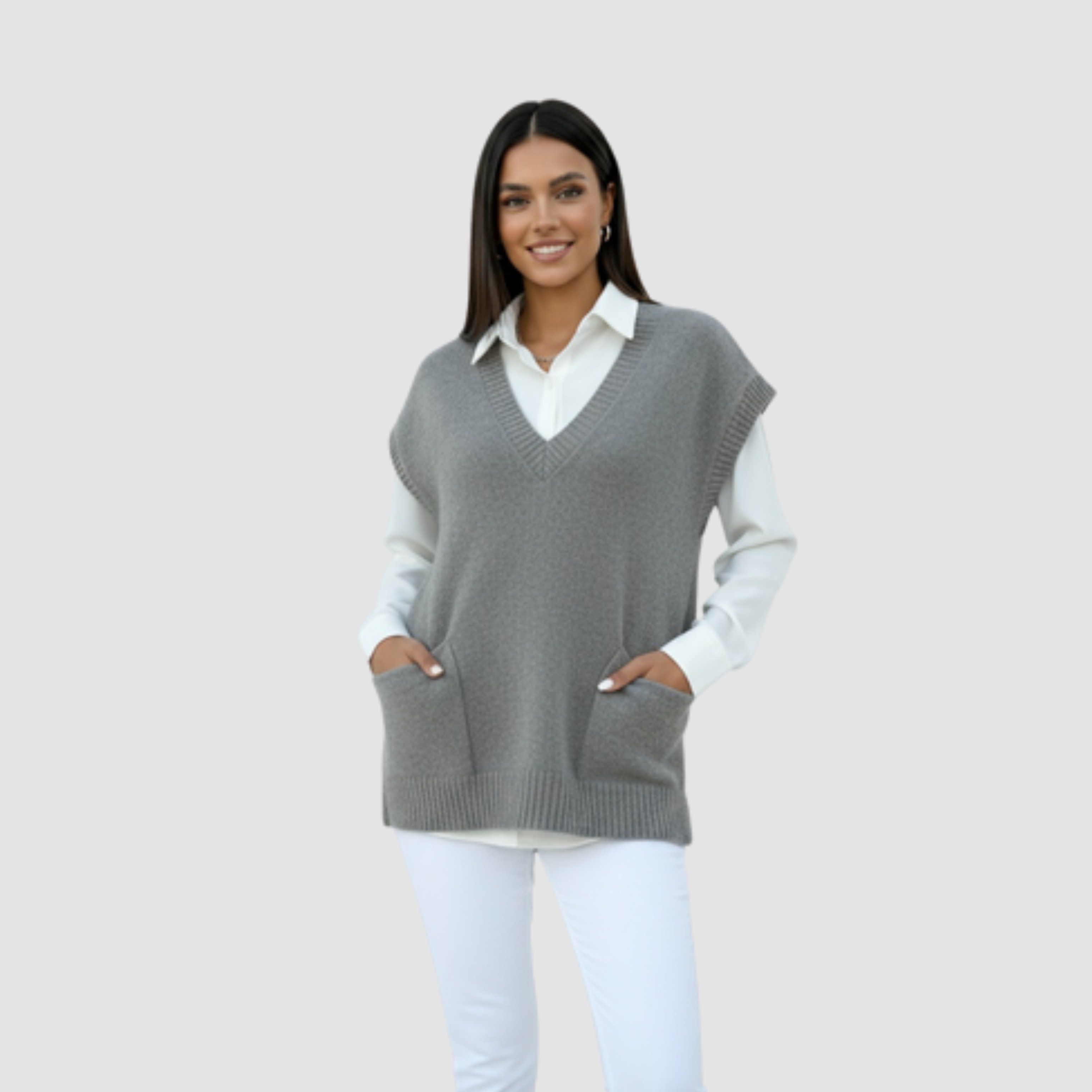 Gilet tricoté pour femmes en mélange de laine douce et style classique