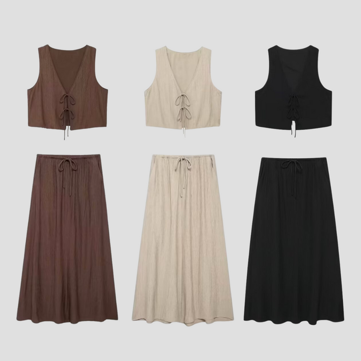 Σετ γυναικείας κομψής μίντι φούστας Séraphie | Θηλυκή ελαφρότητα και καλοκαιρινό στυλ