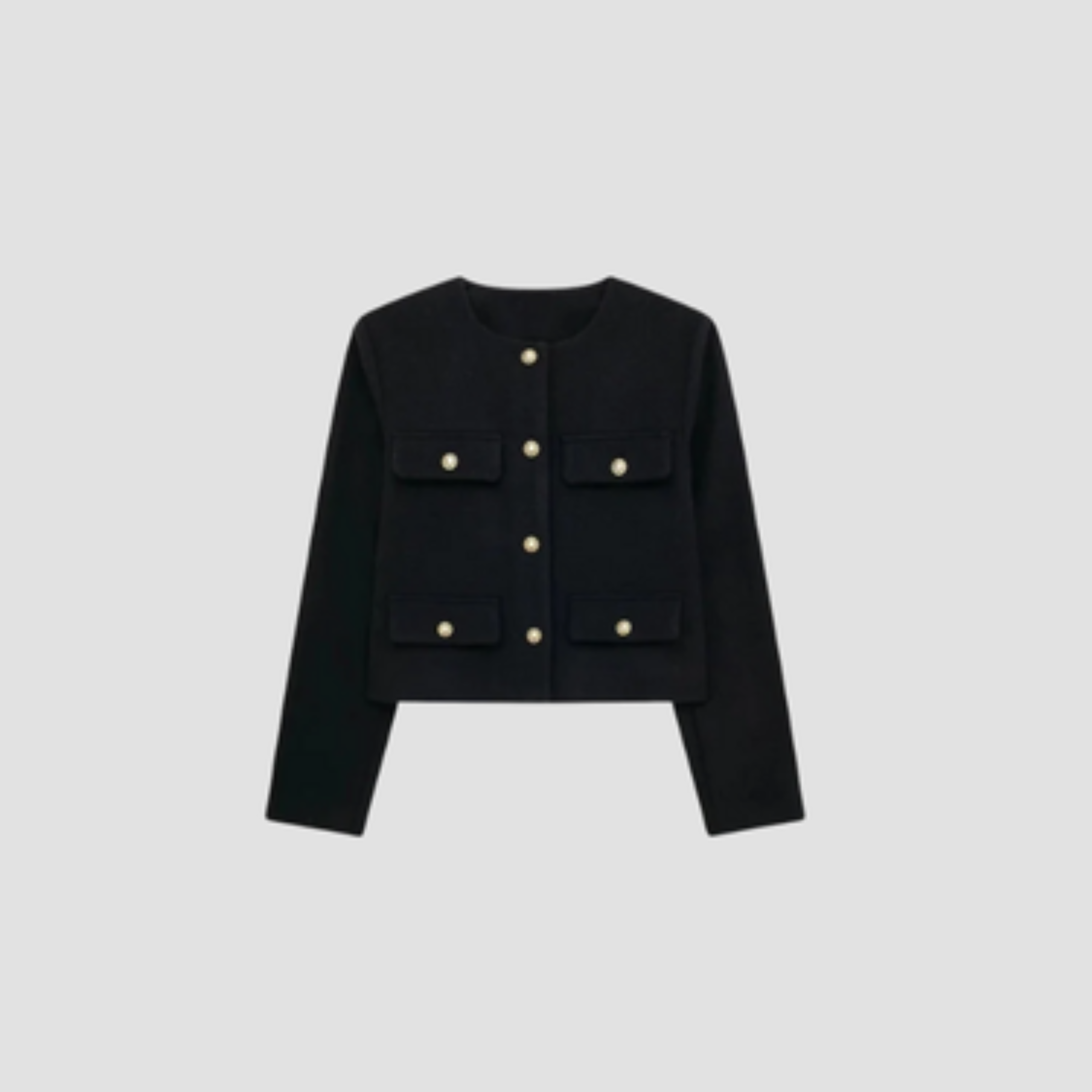 Kort blazer til kvinder med elegante guldknapper og struktureret pasform