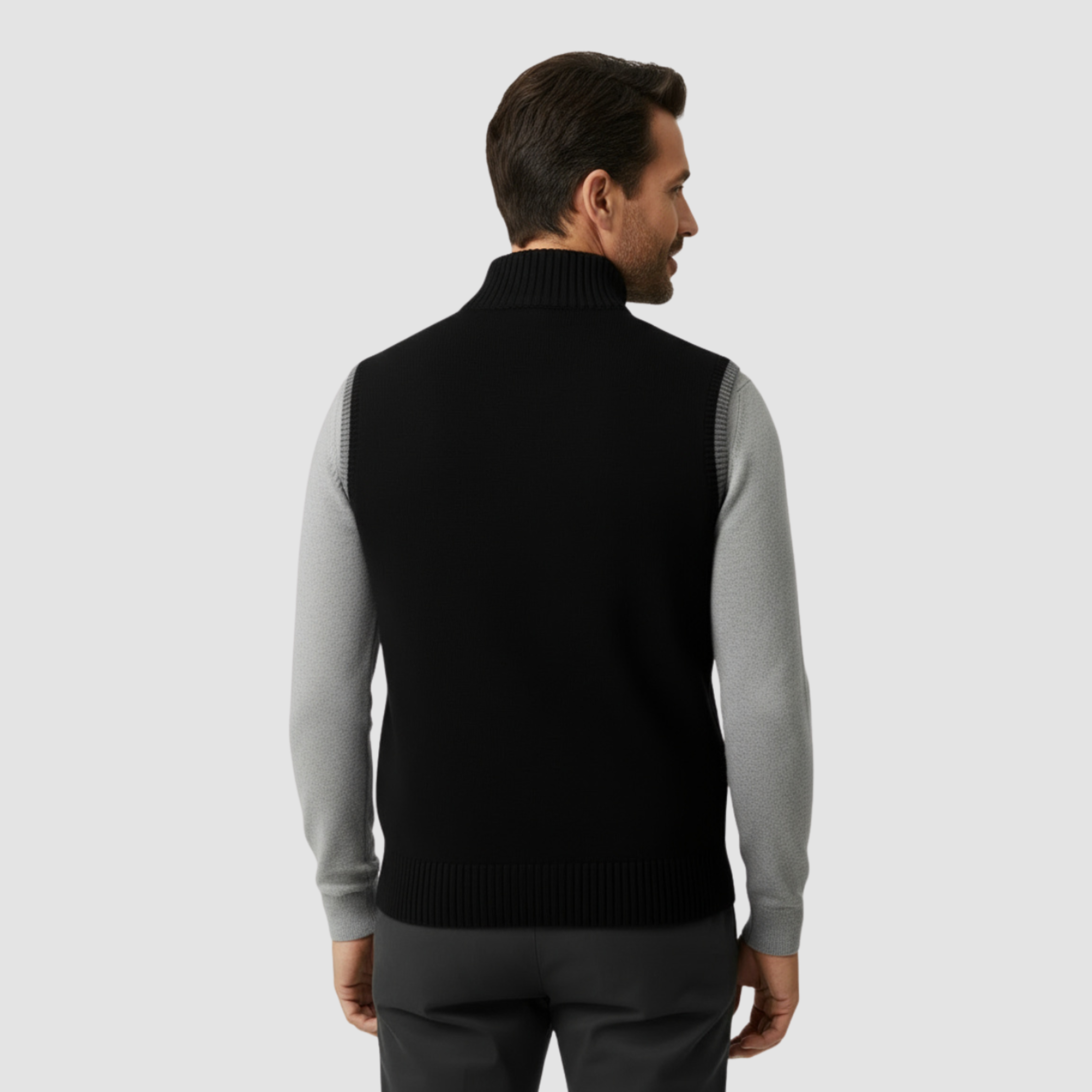 Gilet tricoté pour hommes avec fermeture éclair et poches pratiques