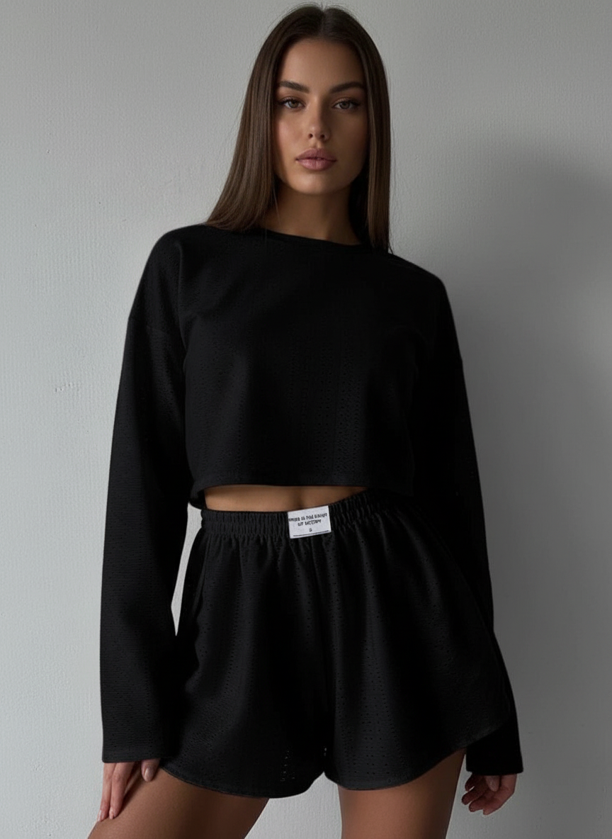 Przewiewny zestaw z bluzką i szortami dla kobiet w miękkim i lekkim kroju