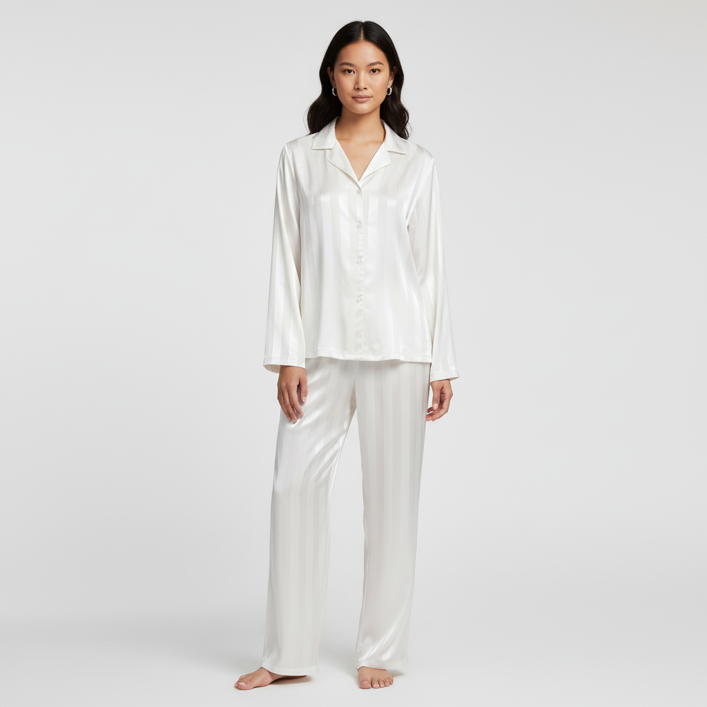 Ensemble en satin pour femmes avec haut et pantalon long au design élégant