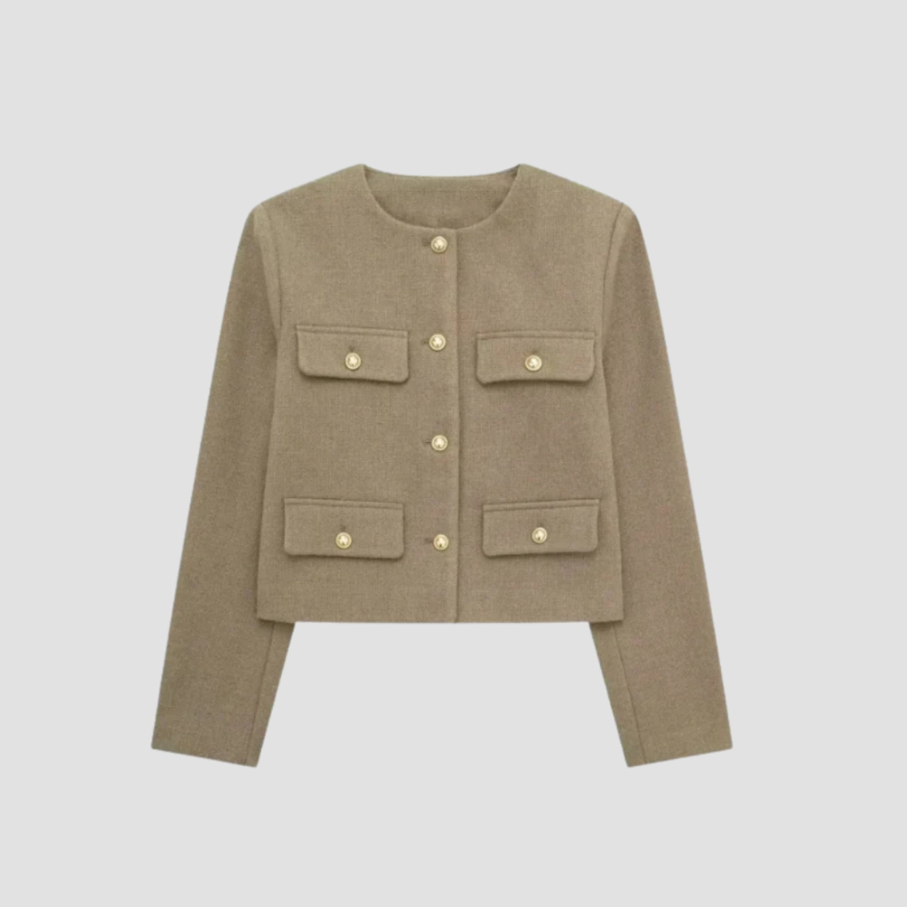 Kort blazer til kvinder med elegante guldknapper og struktureret pasform