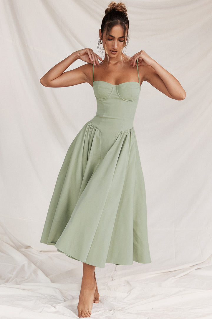 Vestido de verão Élodie Grace para mulheres | Vestido elegante com corpete, alças e saia rodada
