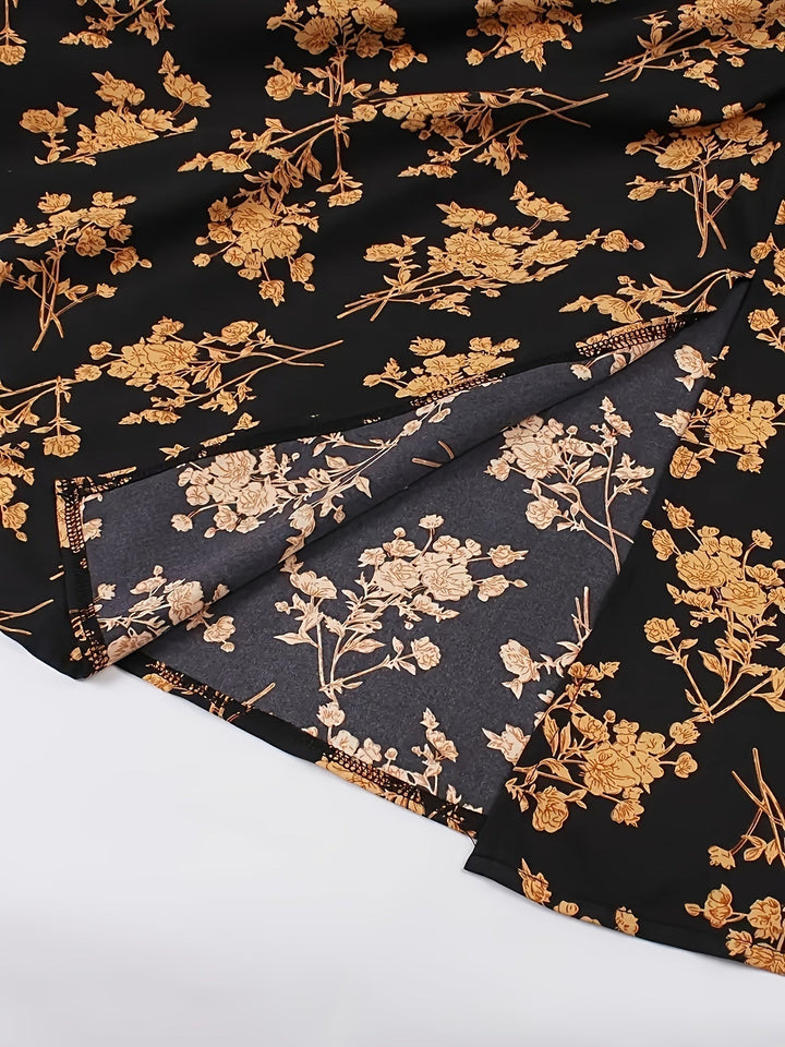 Λιλά αμάνικο φόρεμα με λουλούδια για γυναίκες | γλυκό ντεκολτέ και ρομαντικό στυλ