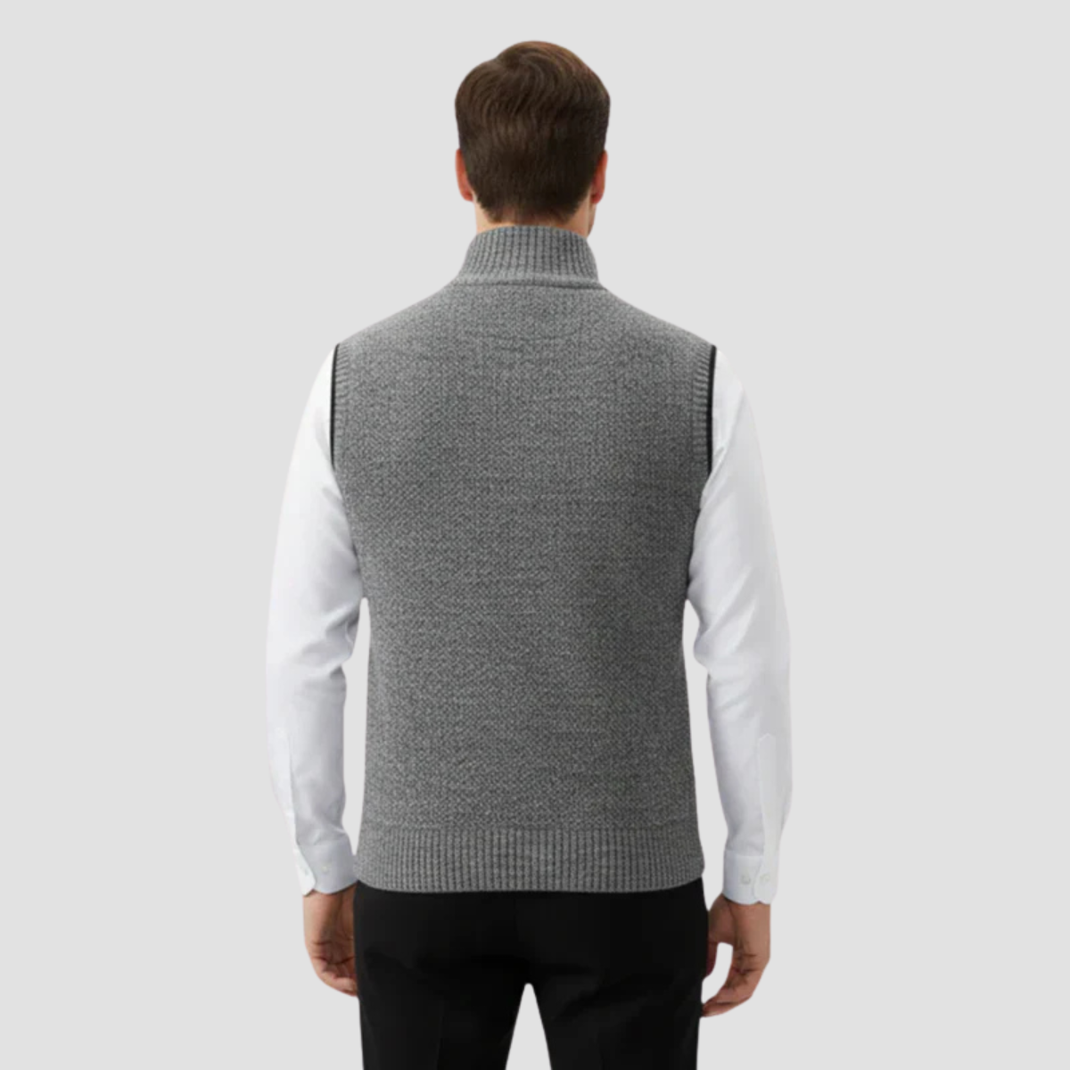 Gilet tricoté pour hommes avec fermeture éclair et poches pratiques