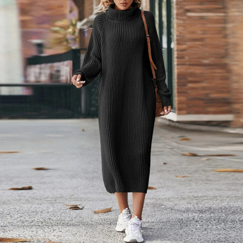 Rochie-sweatshirt maxi pentru femei cu guler înalt | Confort și stil de iarnă
