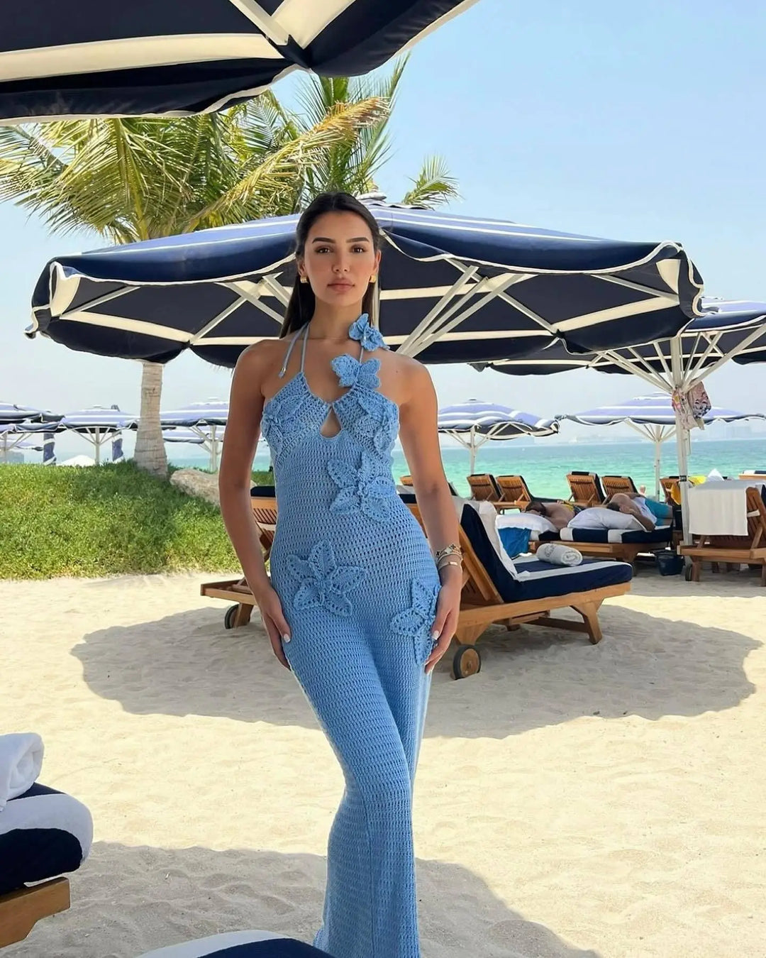 Paris | Vestido maxi de verão de crochê com flores 3D de crochê - elegante e perfeito para as férias