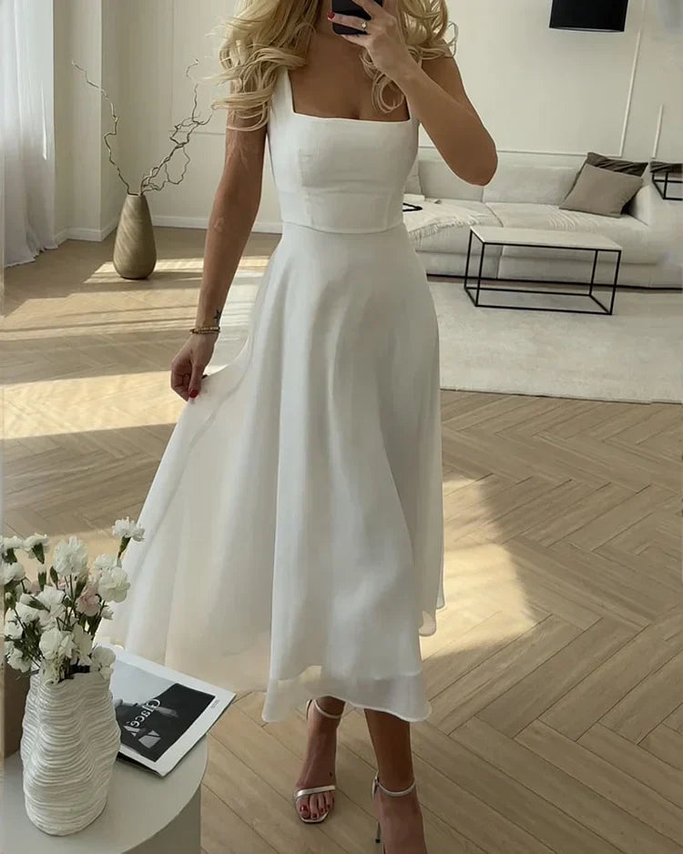 Robe midi en mousseline pour femmes avec couches légères et coupe élégante