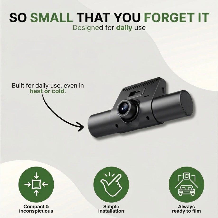 3-Camera Dashcam | 1080P HD | Front, Rear & Interior | Smart Parking Mode | Night Vision