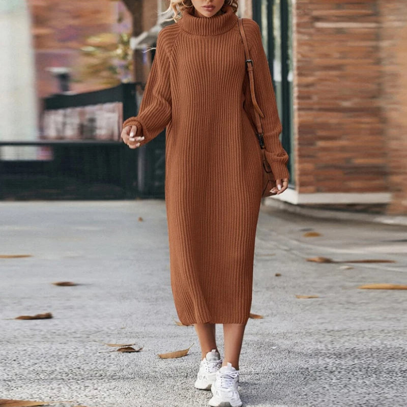 Rochie-sweatshirt maxi pentru femei cu guler înalt | Confort și stil de iarnă