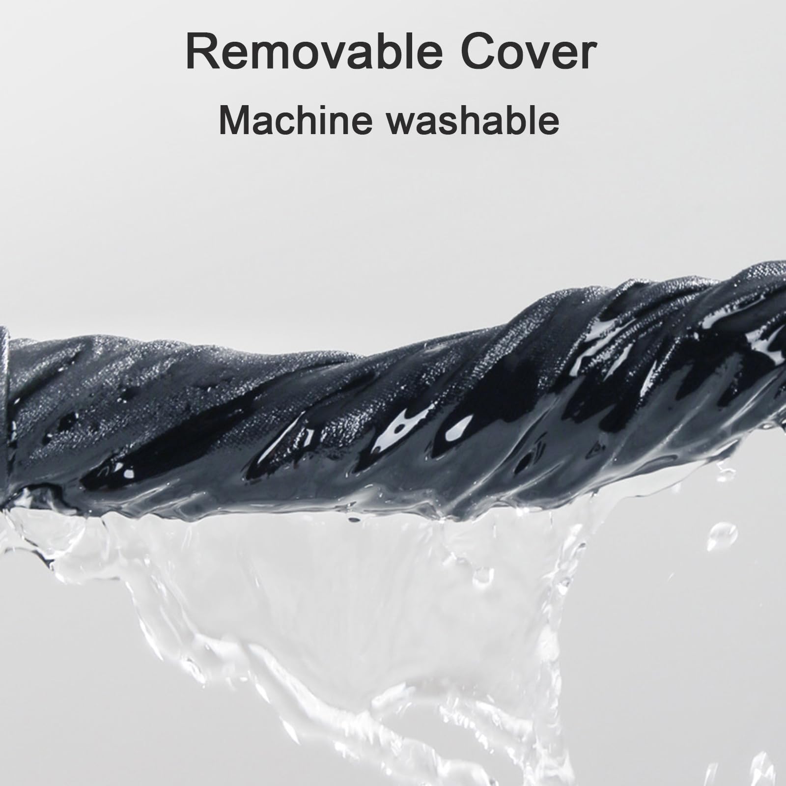 Aftageligt betræk til træningsudstyr, maskinvaskbart, sort stof, vandafvisende, holdbart design, ideelt til fitnessentusiaster.