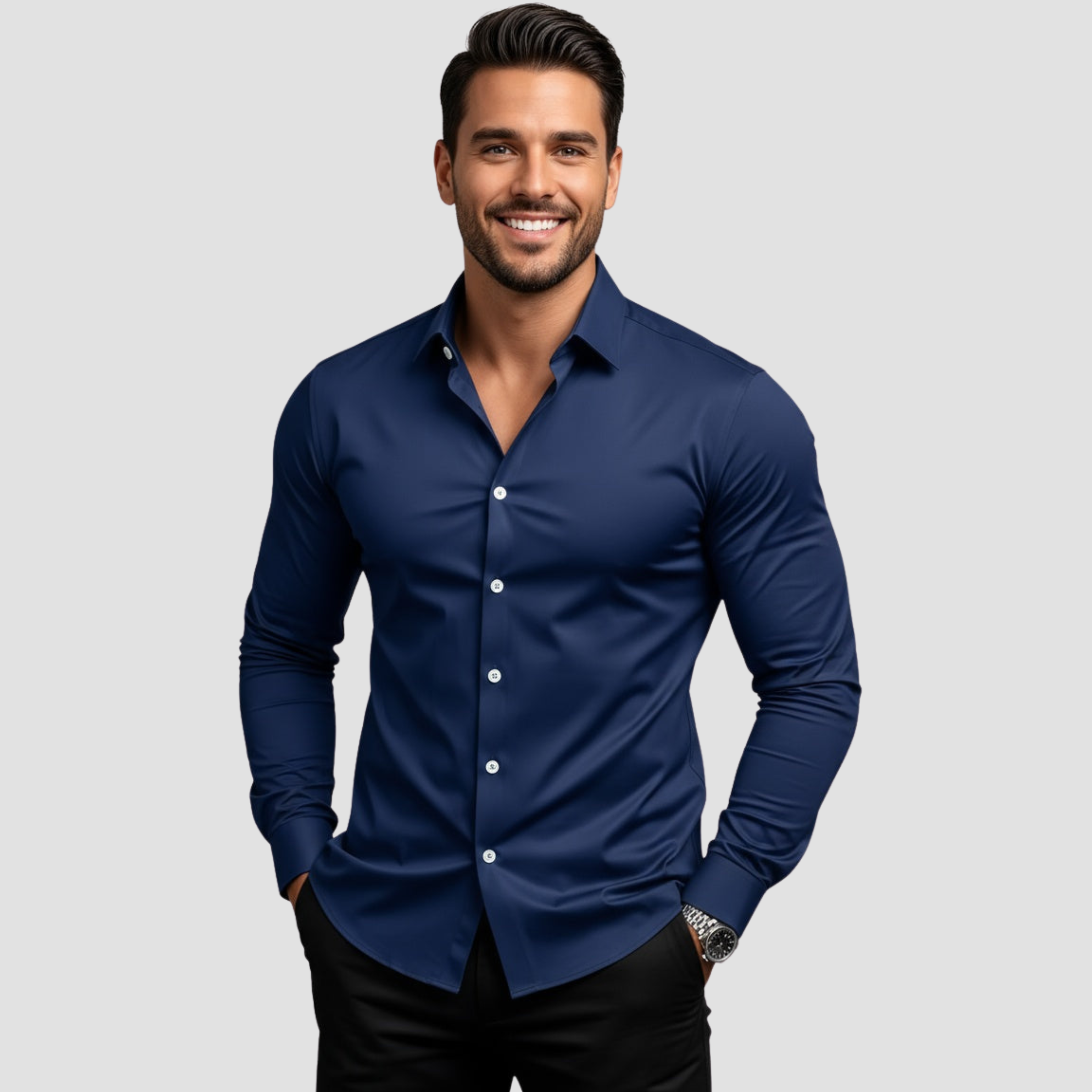 Camisa para hombre sin arrugas con elasticidad y corte moderno