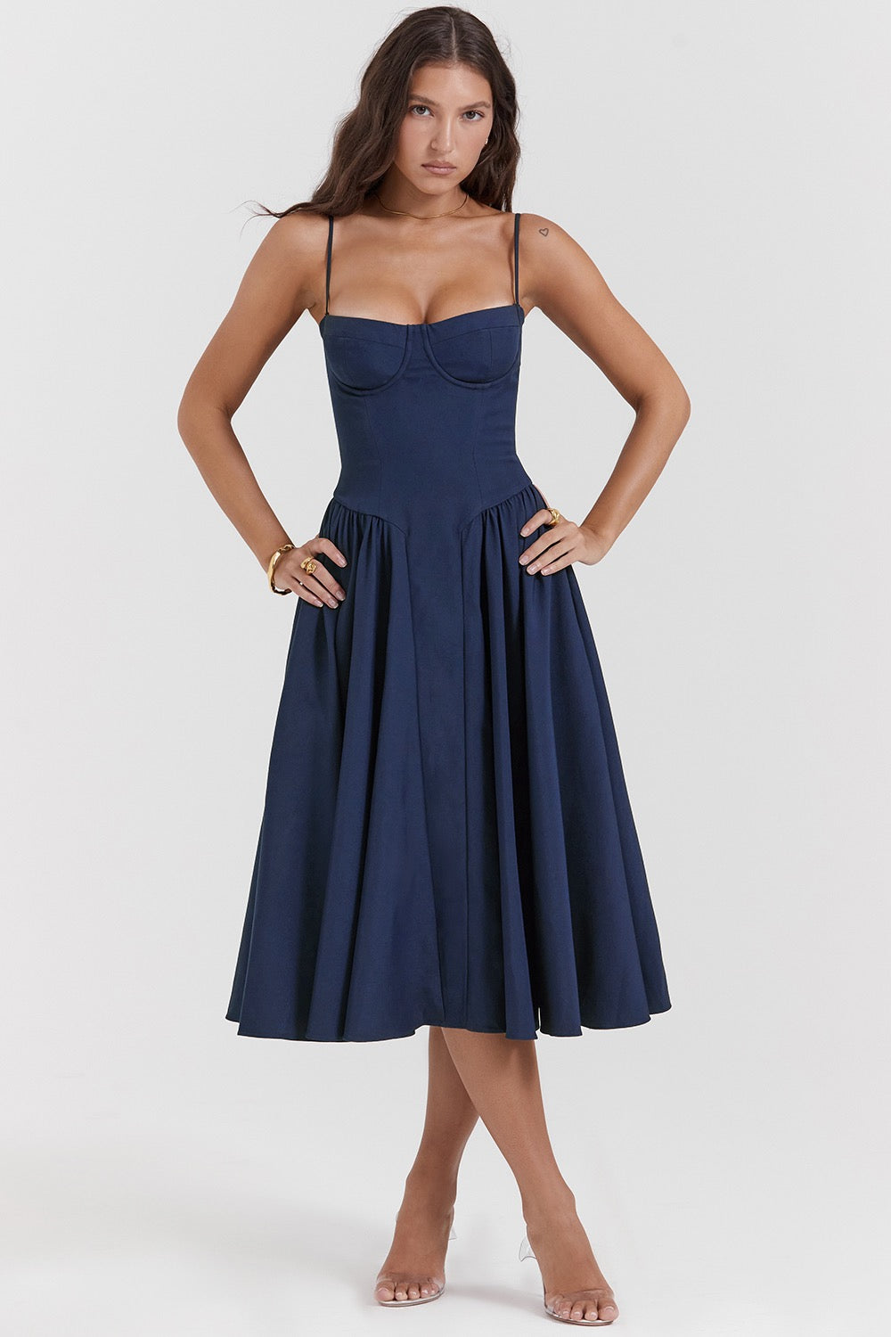 Vestido de verão Élodie Grace para mulheres | Vestido elegante com corpete, alças e saia rodada