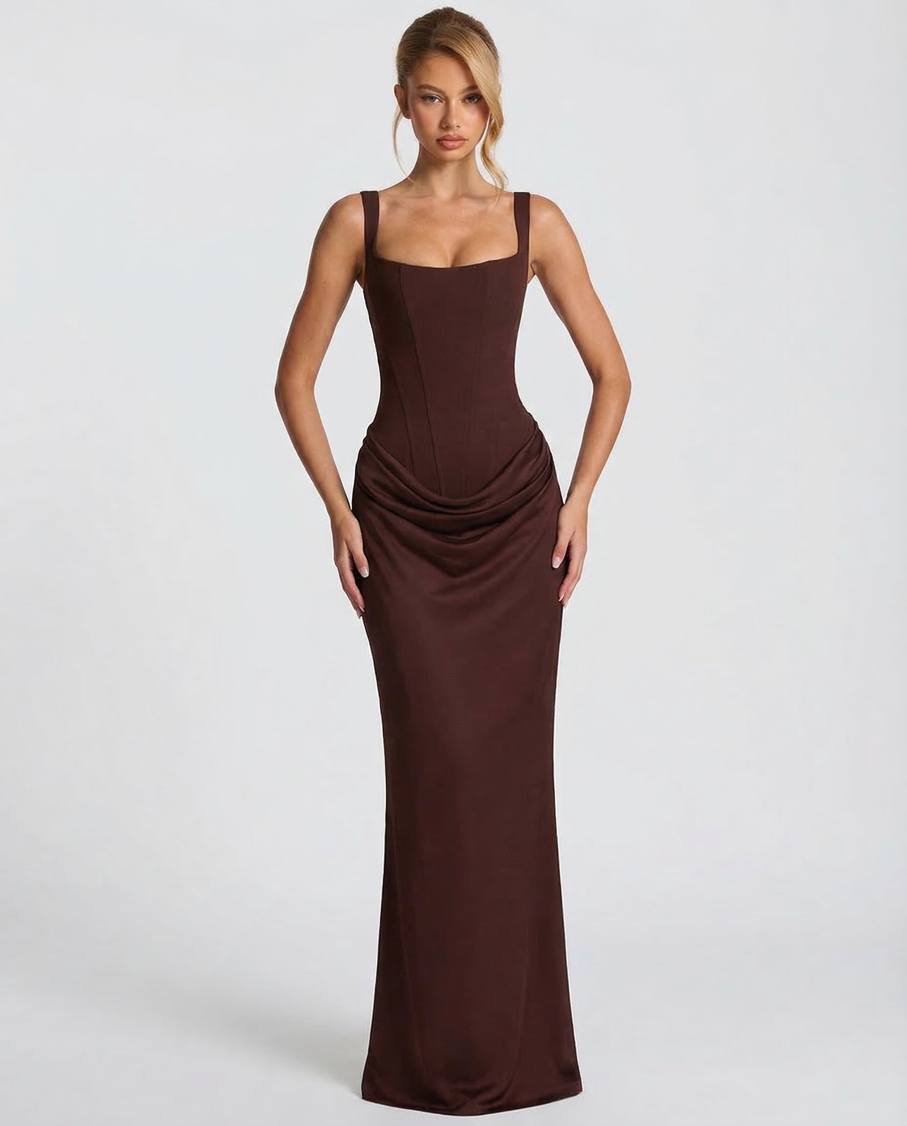 Allegra Lange Jurk Dames | Nauwsluitend | Gedrapeerd | Zandloper Silhouet 1