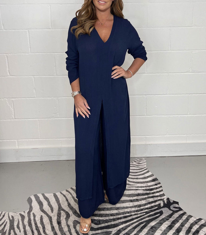 Conjunto Elena todelt para mulheres com vestido e calças | Arejado, elegante e ideal para primavera/verão