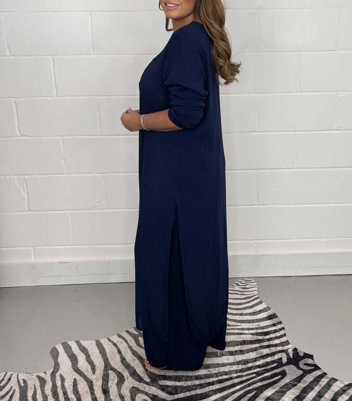 Conjunto Elena todelt para mulheres com vestido e calças | Arejado, elegante e ideal para primavera/verão