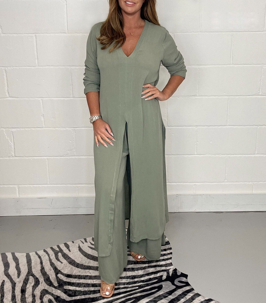 Conjunto Elena todelt para mulheres com vestido e calças | Arejado, elegante e ideal para primavera/verão
