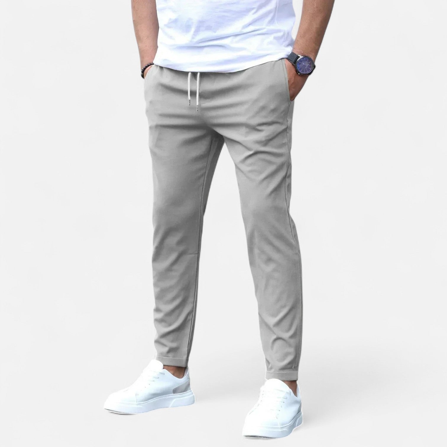Pantalones elásticos para hombres – Comodidad dinámica, estilo sofisticado