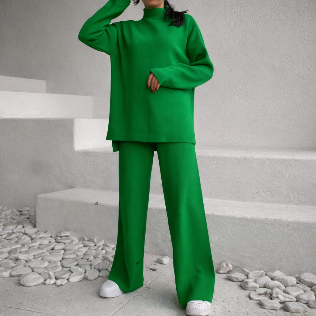 Set de odihnă tricotat pentru femei cu picioare largi și confort moale