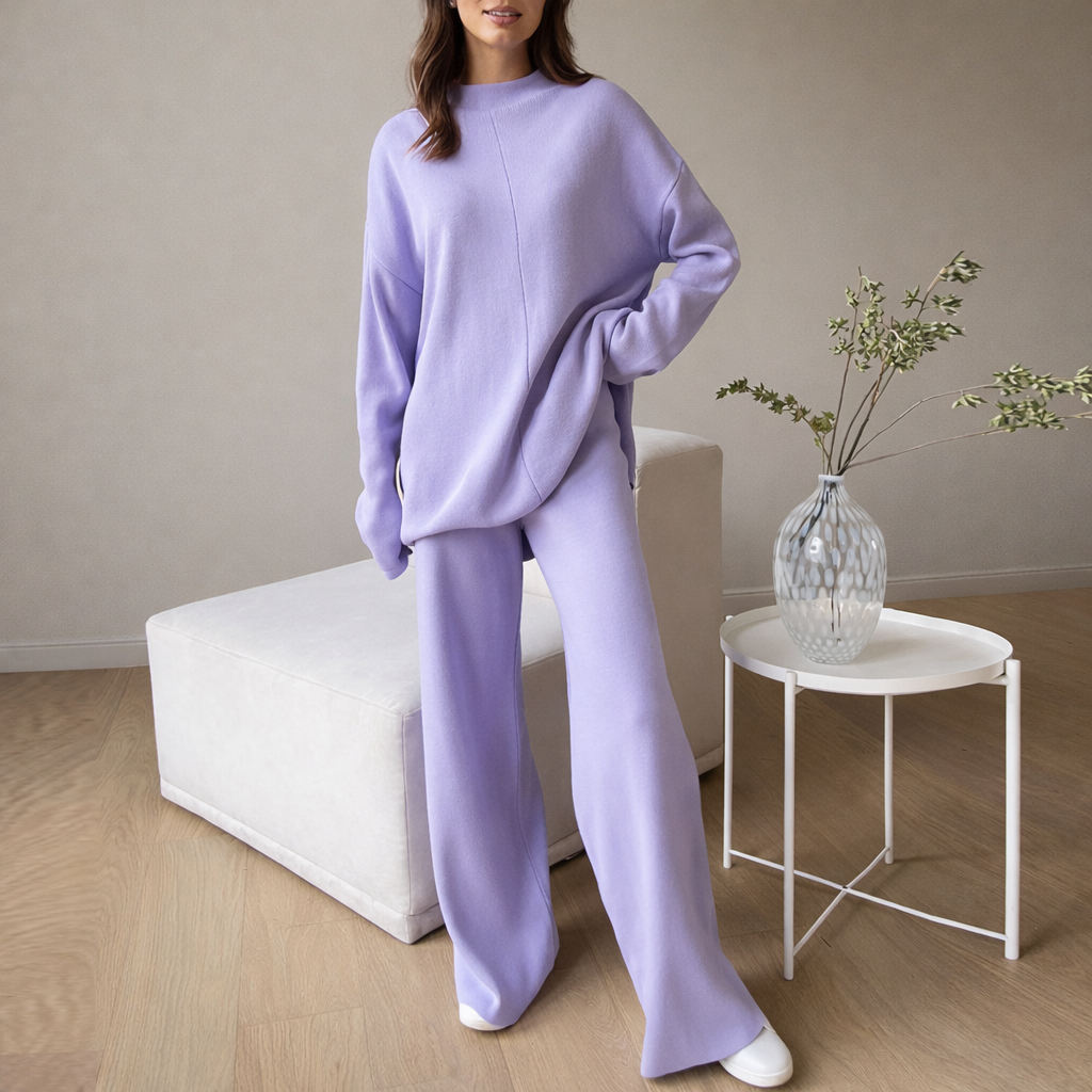 Set de odihnă tricotat pentru femei cu picioare largi și confort moale