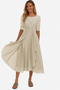 Elegant Dame Festkjole | Knælang A-Linje Kjole Blonder & Chiffon Halværme