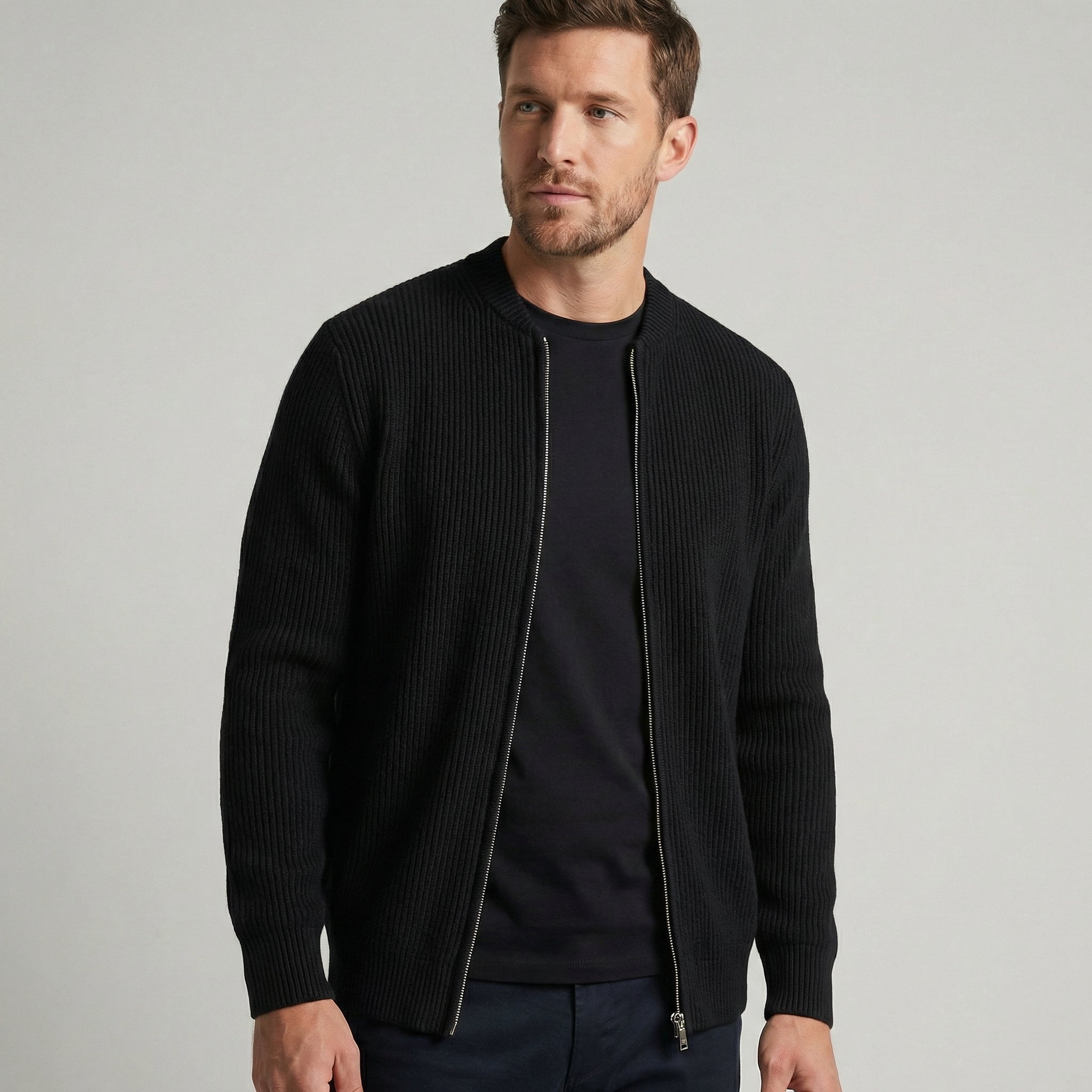 FrostVale - Herrecardigan Med Lynlås