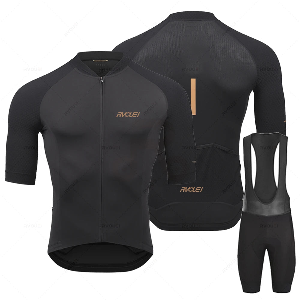 Pánský cyklistický dres set | Dlouhý rukáv prodyšný polyester s 19D gelovou vložkou