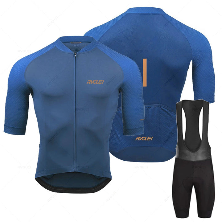 Pánský cyklistický dres set | Dlouhý rukáv prodyšný polyester s 19D gelovou vložkou