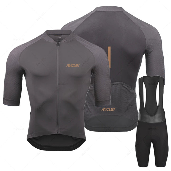 Pánský cyklistický dres set | Dlouhý rukáv prodyšný polyester s 19D gelovou vložkou