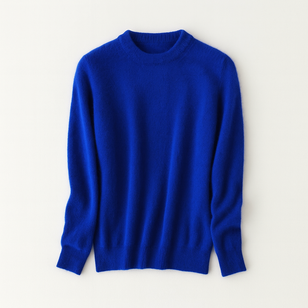 Blue Cashmere Pullover 100% | Half Turtleneck Knit Winter Woman