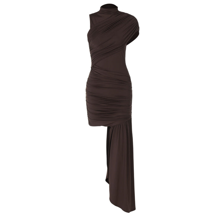 Elara Draped Dress | Πολυτελές φόρεμα με κουρτίνα και κοπή για μια κομψή εμφάνιση
