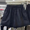 Shorts de dama blanca con borde de encaje, cintura alta, pierna ancha y suelta, shorts para playa y vacaciones