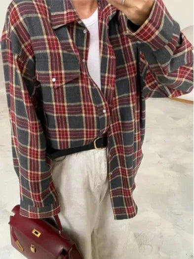 Oversized košilebunda s kostkovaným vzorem | Měkký flanel | Trendy styl vrstvení