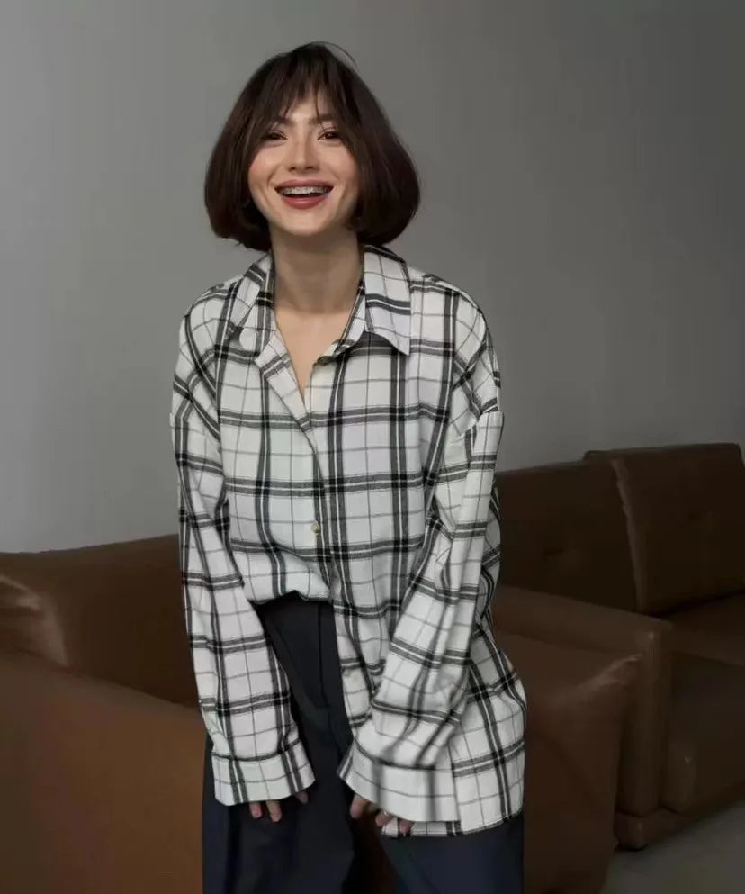 Oversized košilebunda s kostkovaným vzorem | Měkký flanel | Trendy styl vrstvení