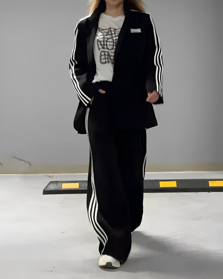 Στριμπέτ σακάκι και φαρδιά παντελόνια - σετ δύο τεμαχίων