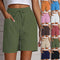 Pantaloni scurți damă cu talie înaltă, 4 inch, de vară, largi, relaxați, cu buzunare, pantaloni scurți bermude uni