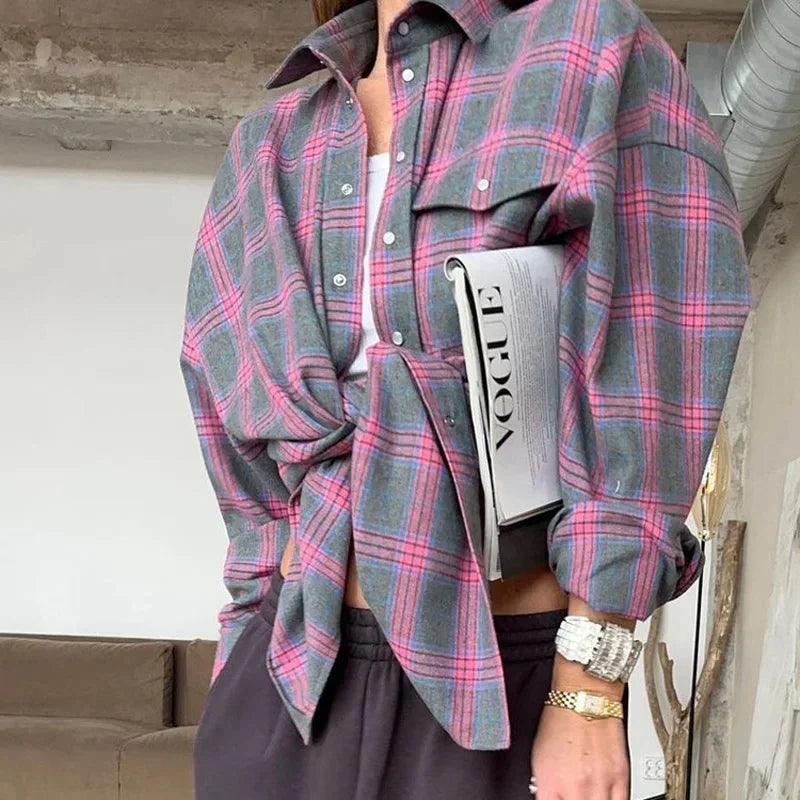 Oversized košilebunda s kostkovaným vzorem | Měkký flanel | Trendy styl vrstvení