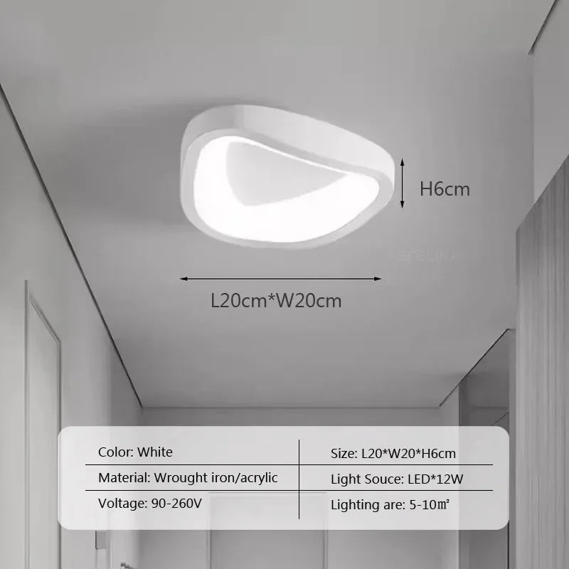 Hvid LED loftlampe i moderne design, 20x20 cm, lavet af smedejern/akryl. Energibesparende belysning til hjemmet, 90-260V, ideel til 5-10 m² rum.