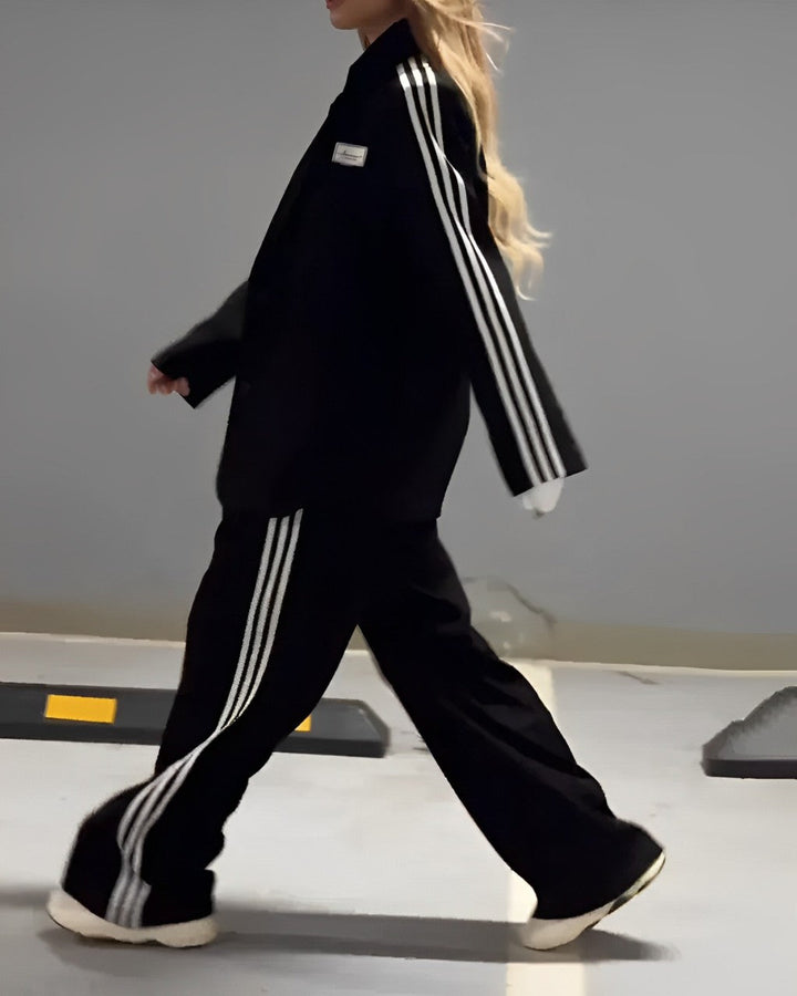 Στριμπέτ σακάκι και φαρδιά παντελόνια - σετ δύο τεμαχίων