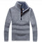 Herre fleece tyk sweater halv-zip turtleneck varm pullover strikket uldsweater