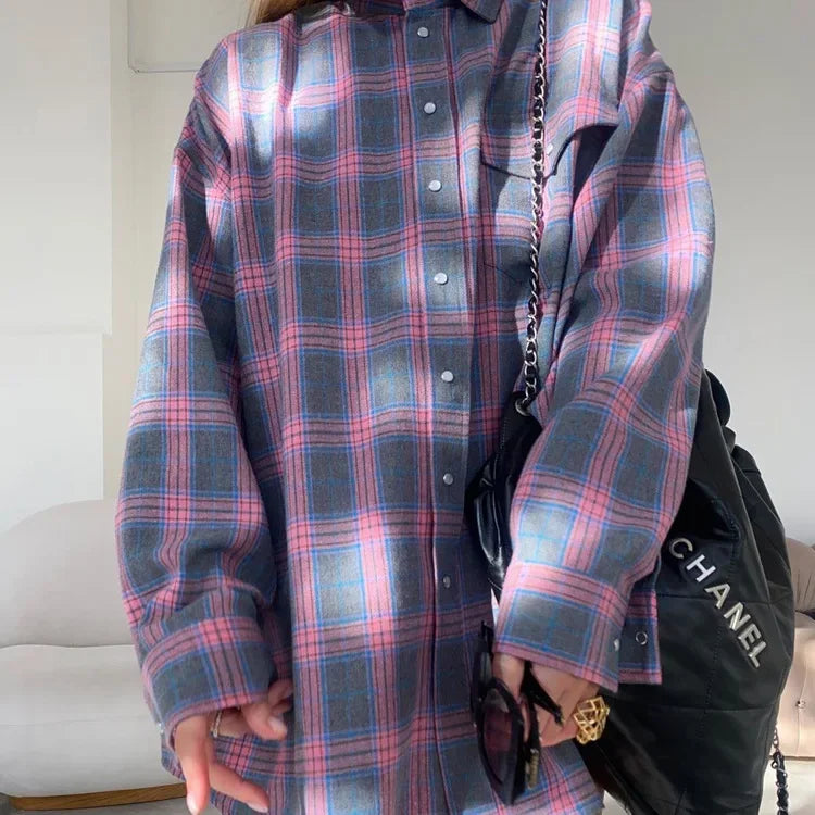 Oversized košilebunda s kostkovaným vzorem | Měkký flanel | Trendy styl vrstvení