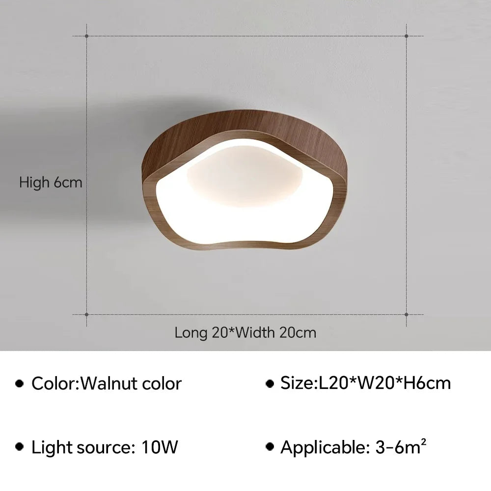Moderne loftlampe i valnøddefarve, 10W LED, dimensioner 20x20x6 cm. Velegnet til rum på 3-6 m². Stilfuldt design til hjemmet.