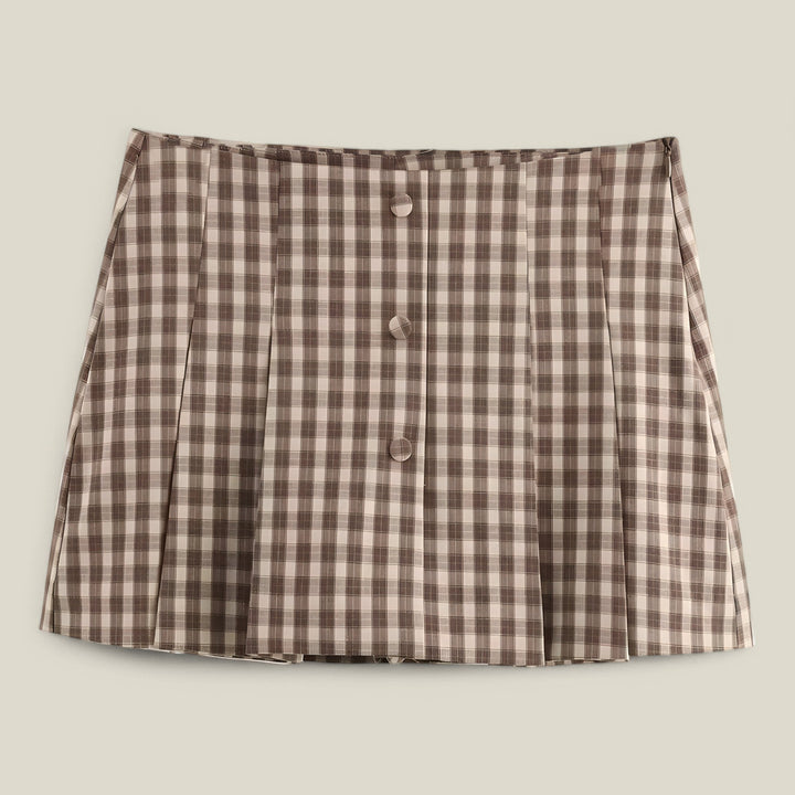 Clea 2dílná sada s kostkovanou mini sukní | Lehký a ženský preppy-chic styl