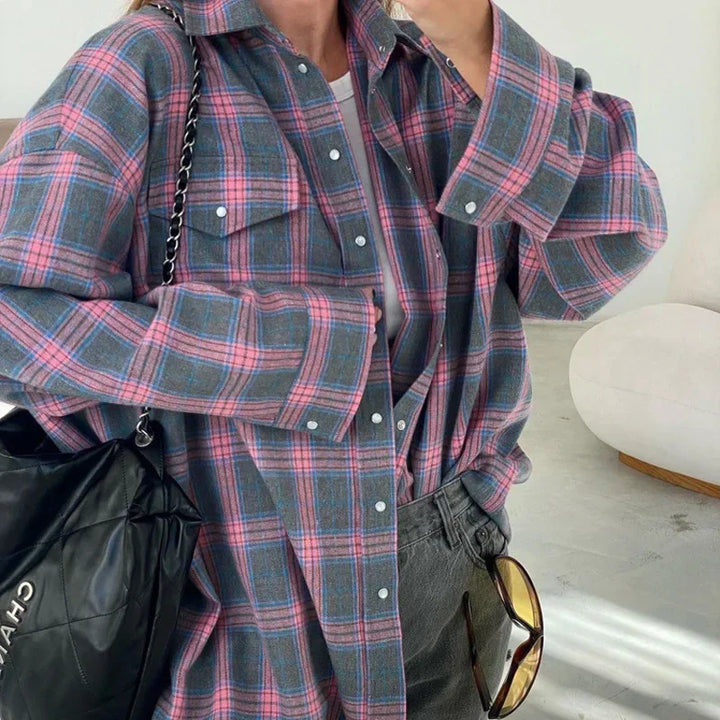 Oversized košilebunda s kostkovaným vzorem | Měkký flanel | Trendy styl vrstvení
