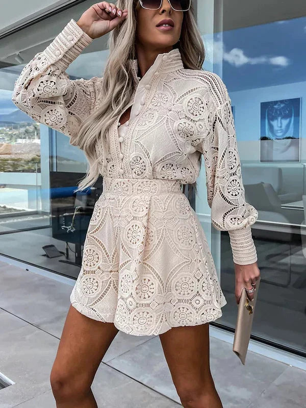 Conjunto de verão Maélie todelt para mulheres com renda boho | Cores sólidas e arejadas & ideal para festivais