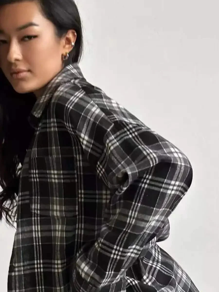 Oversized košilebunda s kostkovaným vzorem | Měkký flanel | Trendy styl vrstvení