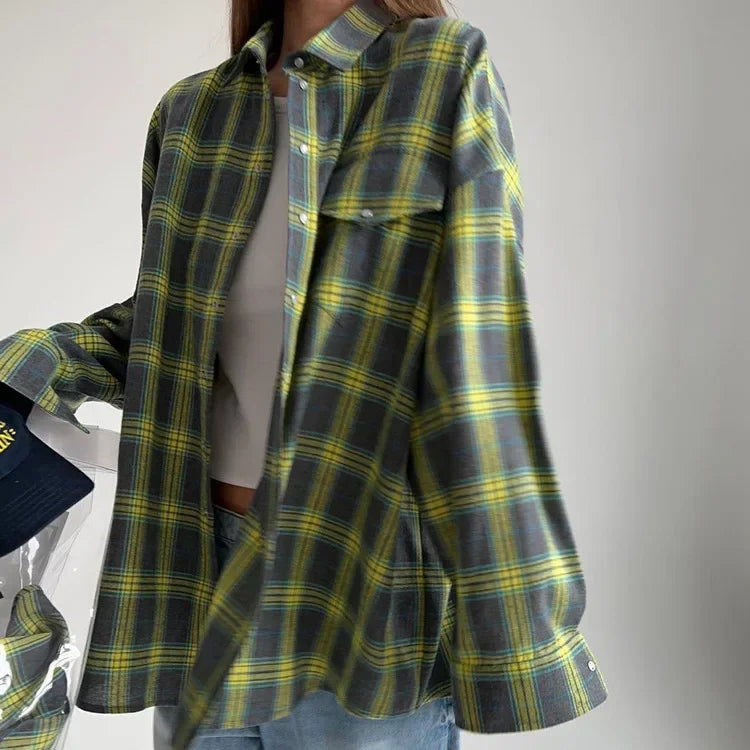 Oversized košilebunda s kostkovaným vzorem | Měkký flanel | Trendy styl vrstvení