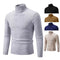 Suéter para hombre 2025 con cuello alto, tejido de un solo color, cálido, casual, suéter de cuello alto para invierno y uso al aire libre