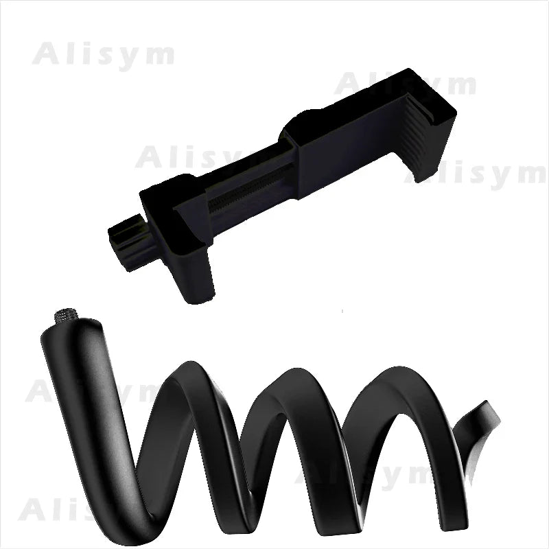 Sort spiralformet dejkrog og beslag til køkkenmaskine, isoleret på hvid baggrund. Højkvalitets tilbehør til bagning og madlavning.